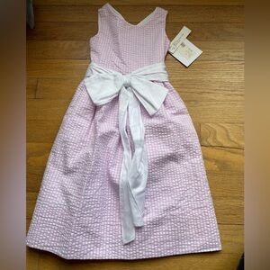 Bailey Boys 2T Easter Seersucker pink and white dress bow and buttons
